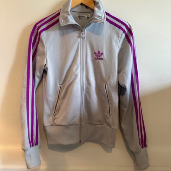 Ladies 38 Vintage ADIDAS  Retro purple tracksuit top track jacket - MINT - Picture 3 of 4